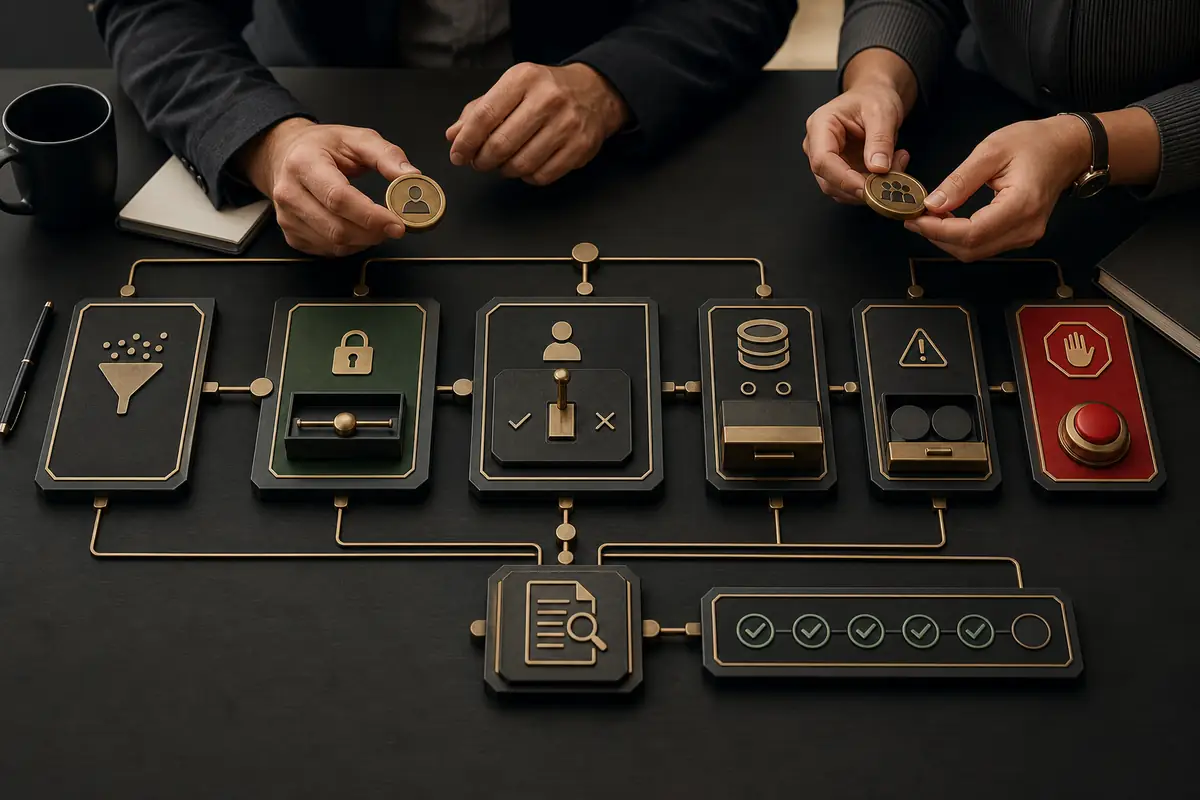 Physical system model for AIOpera showing process paths, control gates and accountable operators