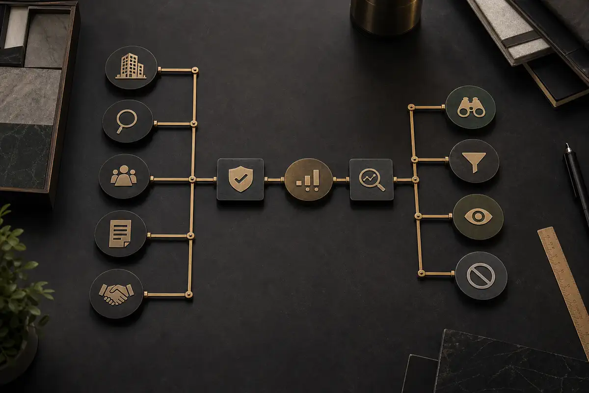Explainable market intelligence graph connecting organisations, research, hiring, procurement and partnership signals